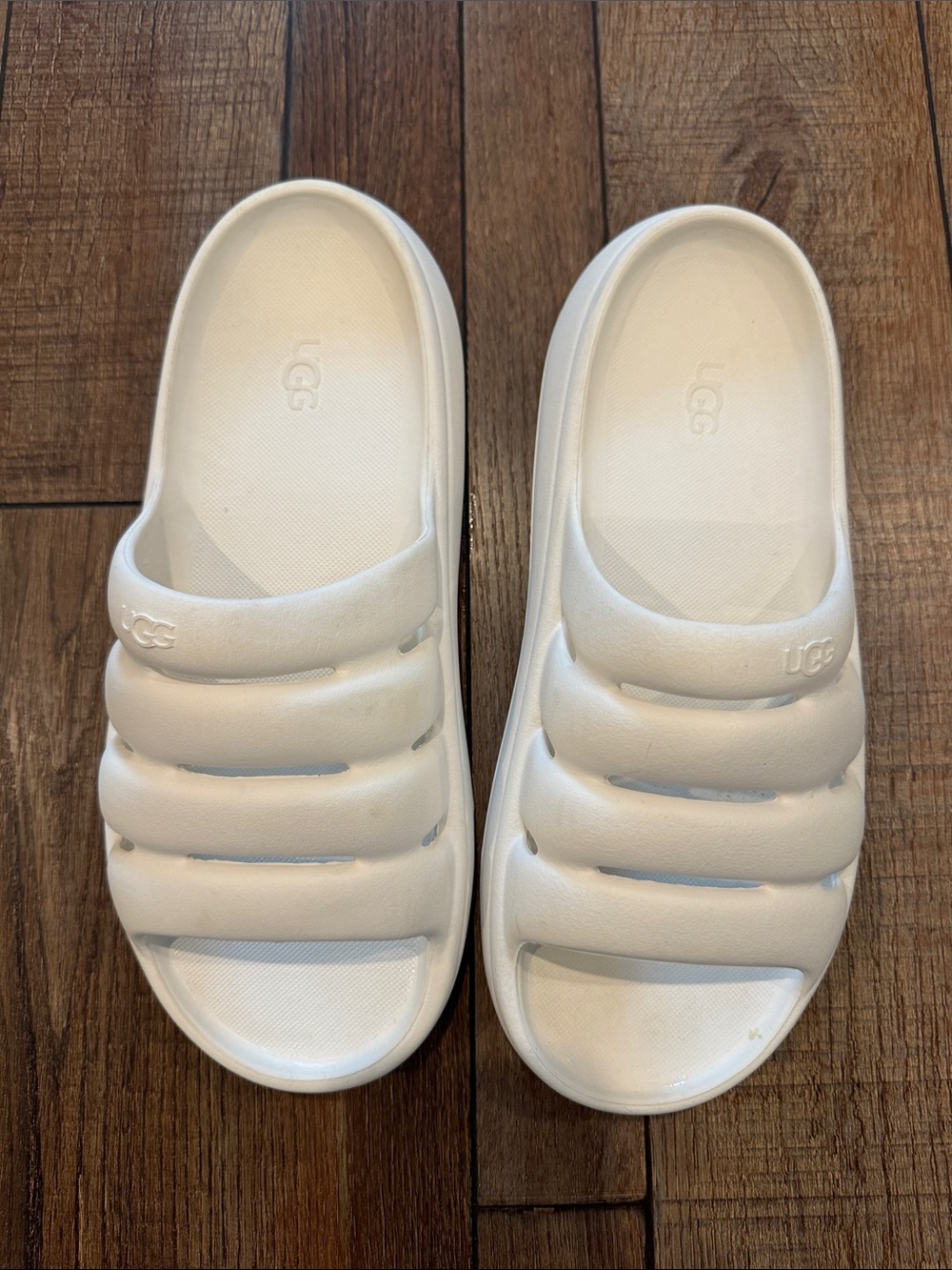 UGG  White Padded Slide Sandals